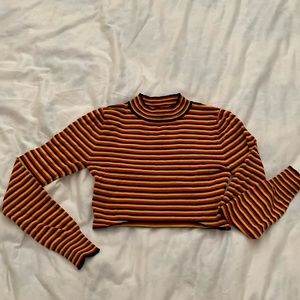 Urban outfitters stripe crewneck crop top sweater